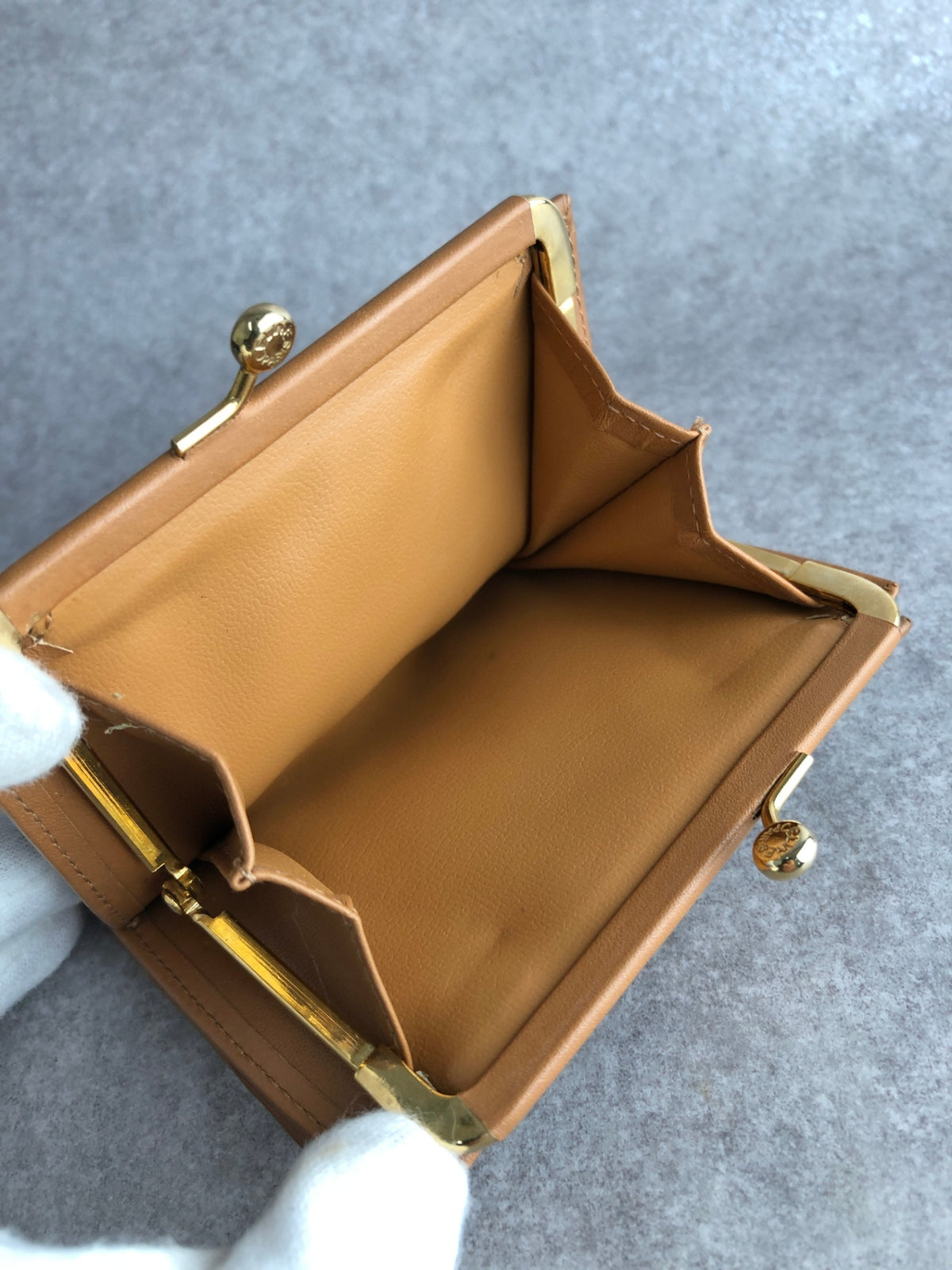 CELINE Macadam Blason Metal Clasp Folded Wallet Brown Vintage npchhu