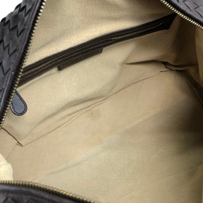 Bottega Veneta Intrecciato Padlock Boston bag Handbag Brown Vintage 2knttm