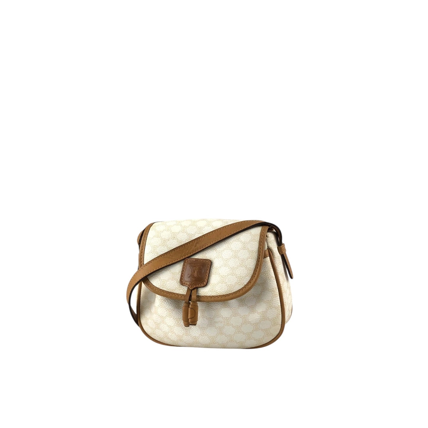 CELINE Macadam Blason Tassel Shoulder bag White Vintage esf7xf