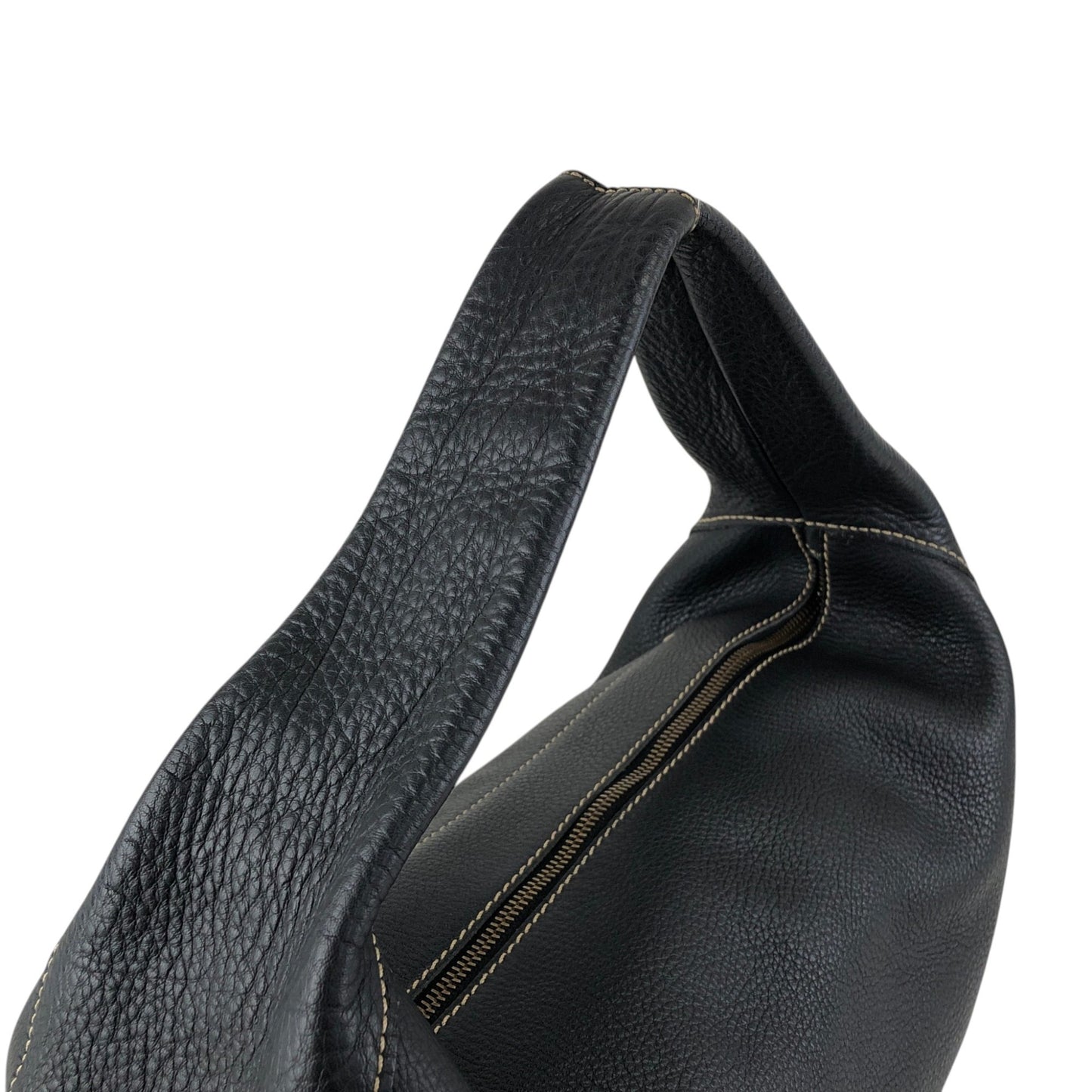 miu miu Logo Embossed Handbag Hobobag Black Vintage 438w43