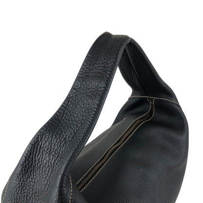 miu miu Logo Embossed Handbag Hobobag Black Vintage 438w43