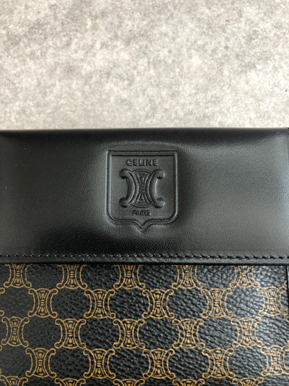 CELINE Macadam Blason Folded Wallet Black Vintage sgwg3a