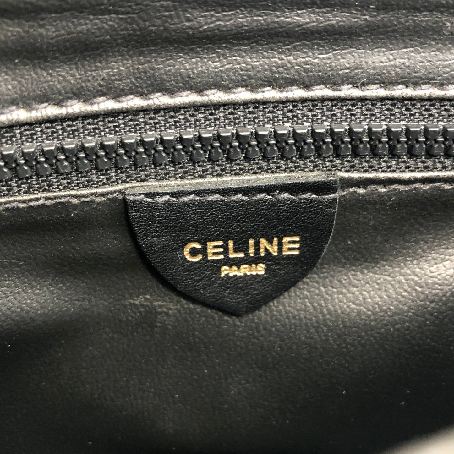CELINE Triomphe Piping Shoulder bag Black×Brown Vintage 5hc7wn