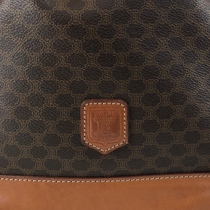 CELINE Macadam Blason Drawstring Shoulder bag Brown Vintage ywg4rj