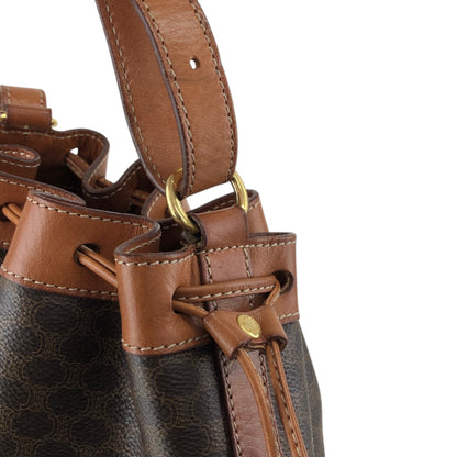 CELINE Macadam Blason Drawstring Shoulder bag Brown Vintage ywg4rj