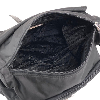 PRADA Tessuto Triangle Logo Front Buckle Shoulder bag Black Vintage 6dj6hu