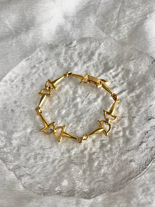 CELINE Horse Bit Bracelet Gold Vintage yx6tea