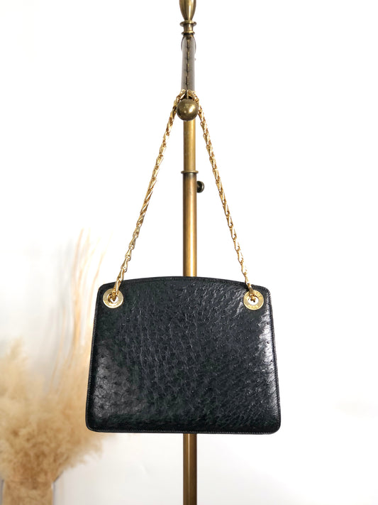 CELINE Circle Logo Chain Shoulder bag Black Vintage uyxx4c