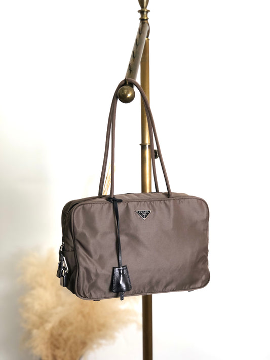 PRADA Tessuto Triangle Logo Totebag Gray Vintage 687jiy