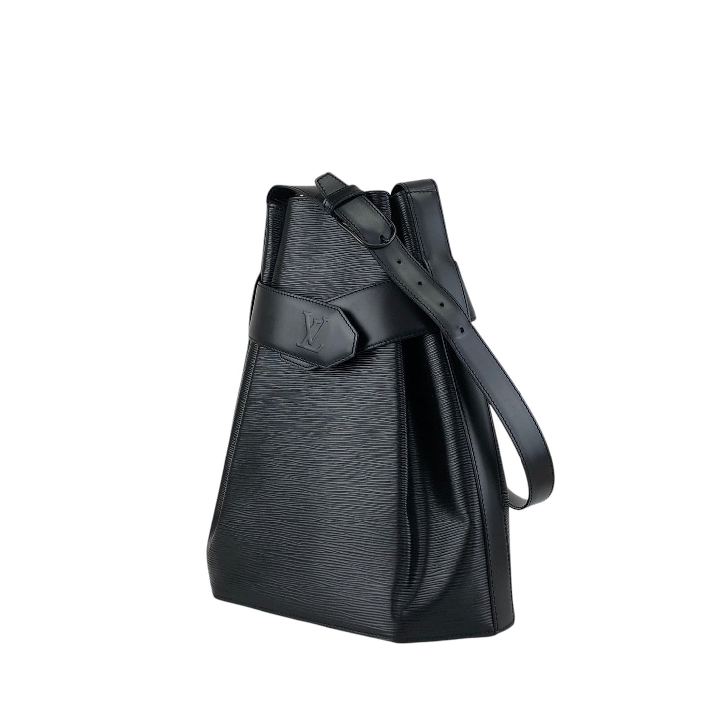 LOUIS VUITTON Epi Drawstring Shoulder bag Black Vintage b75b8t