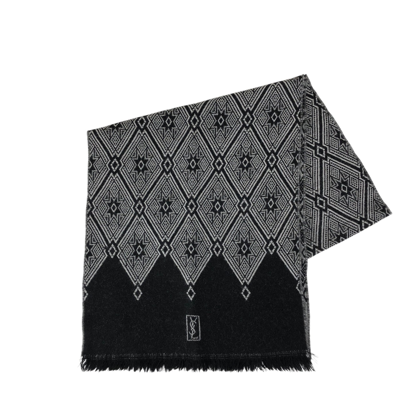 Yves Saint Laurent YSL Logo Scarf Black Vintage wswp3z