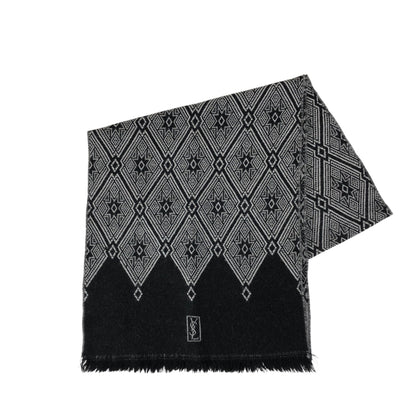 Yves Saint Laurent YSL Logo Scarf Black Vintage wswp3z