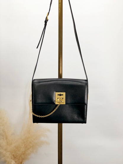 CELINE Gancini Shoulder bag Black Vintage mv6k7d