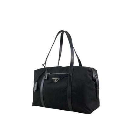 PRADA Tessuto Triangle Logo Padlock Totebag Black Vintage cfbs7r