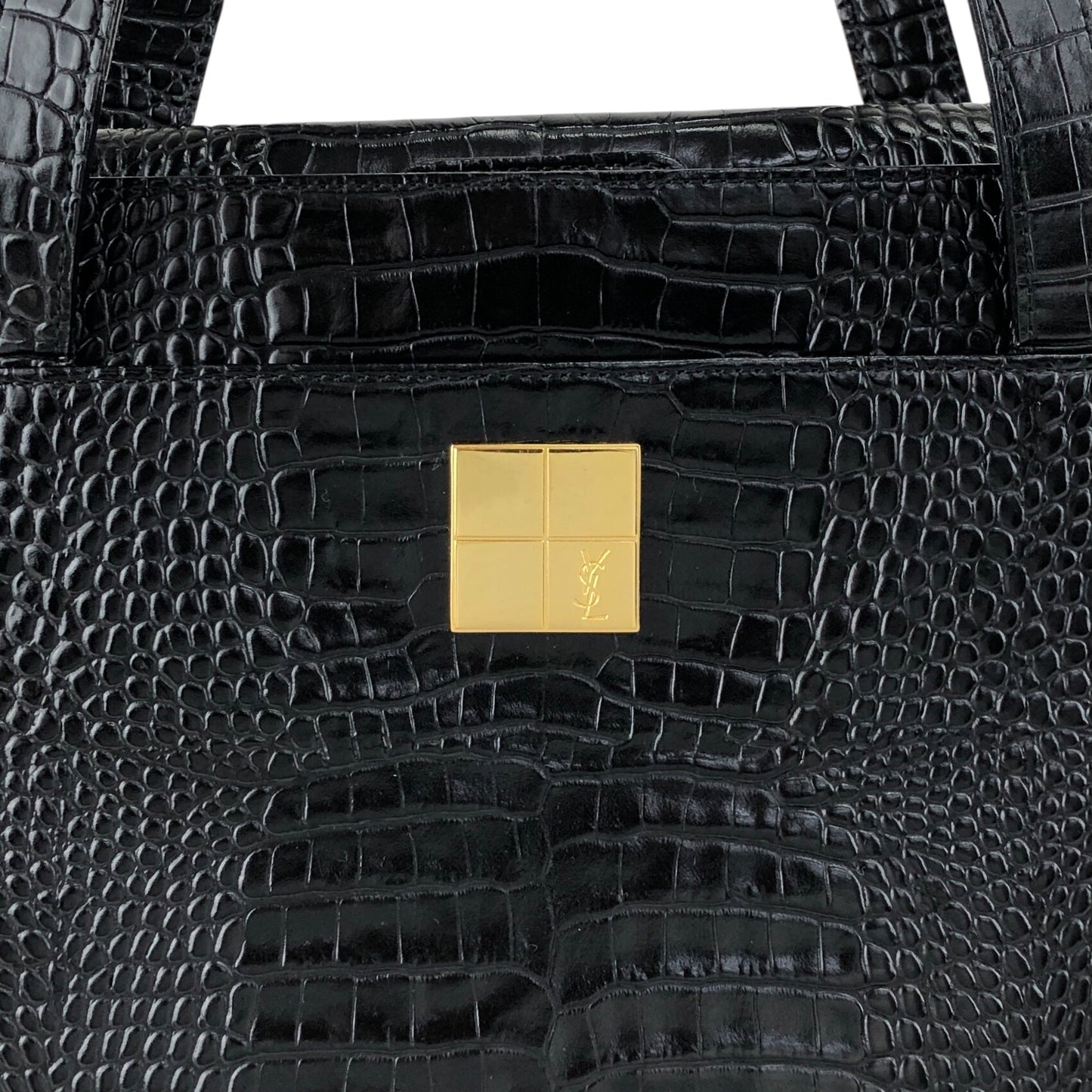 Yves Saint Laurent YSL Logo Handbag Black Vintage 3e2ciz