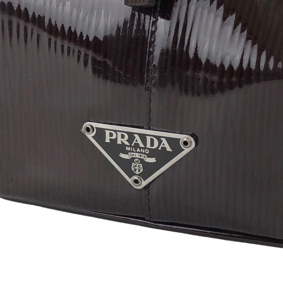 PRADA Triangle Logo Boston bag Handbag Brown Vintage kyxpym