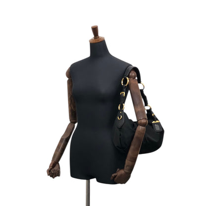 PRADA Tessuto Triangle Logo Shoulder bag Hobobag Black Vintage e3vera
