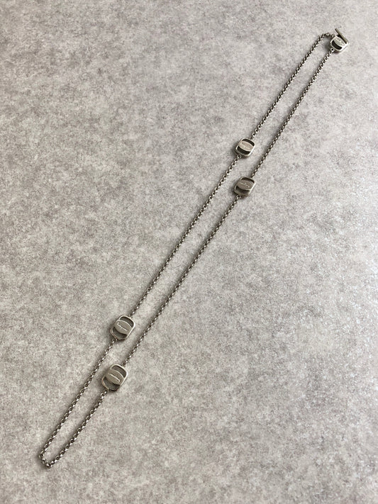 Salvatore Ferragamo Logo Necklace Silver Vintage dxhk76