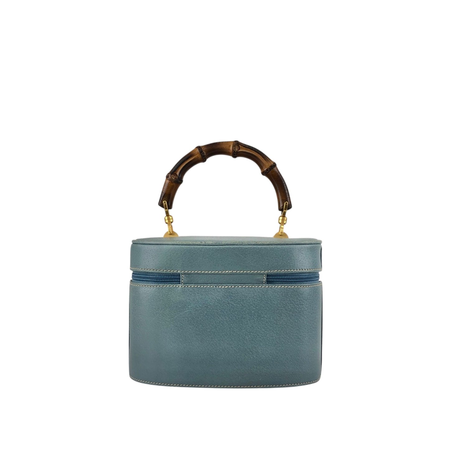 GUCCI Bamboo Handbag Vanity bag Blue Vintage 8rhwf4