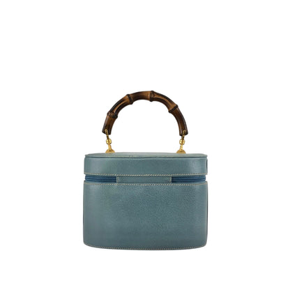GUCCI Bamboo Handbag Vanity bag Blue Vintage 8rhwf4