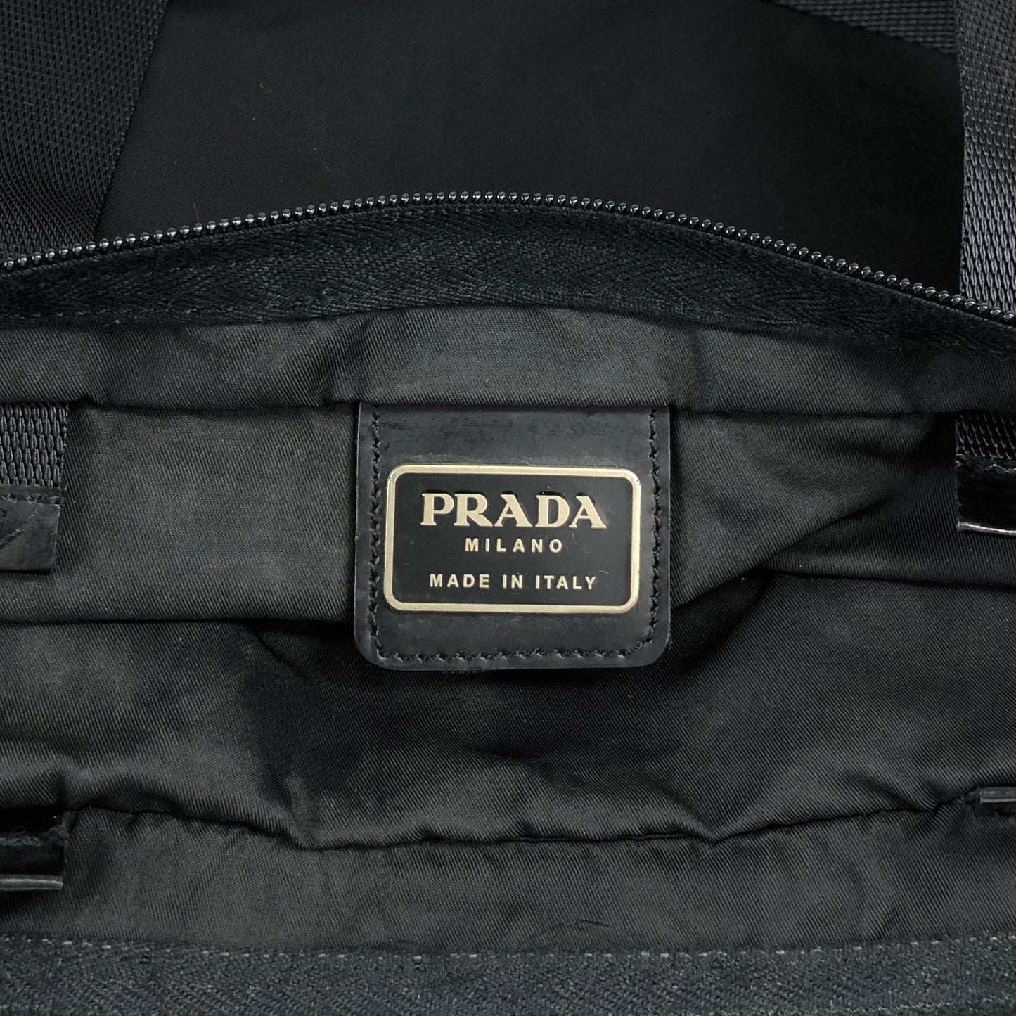 PRADA Tessuto Triangle Logo Totebag Black Vintage gc7j3j