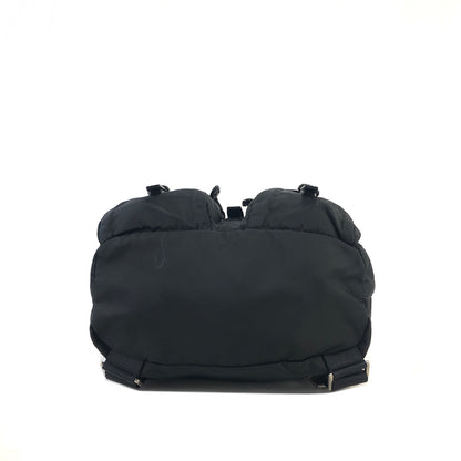 PRADA Triangle Logo Double Pocket Nylon Leather Backpack Black Vintage mkjw48