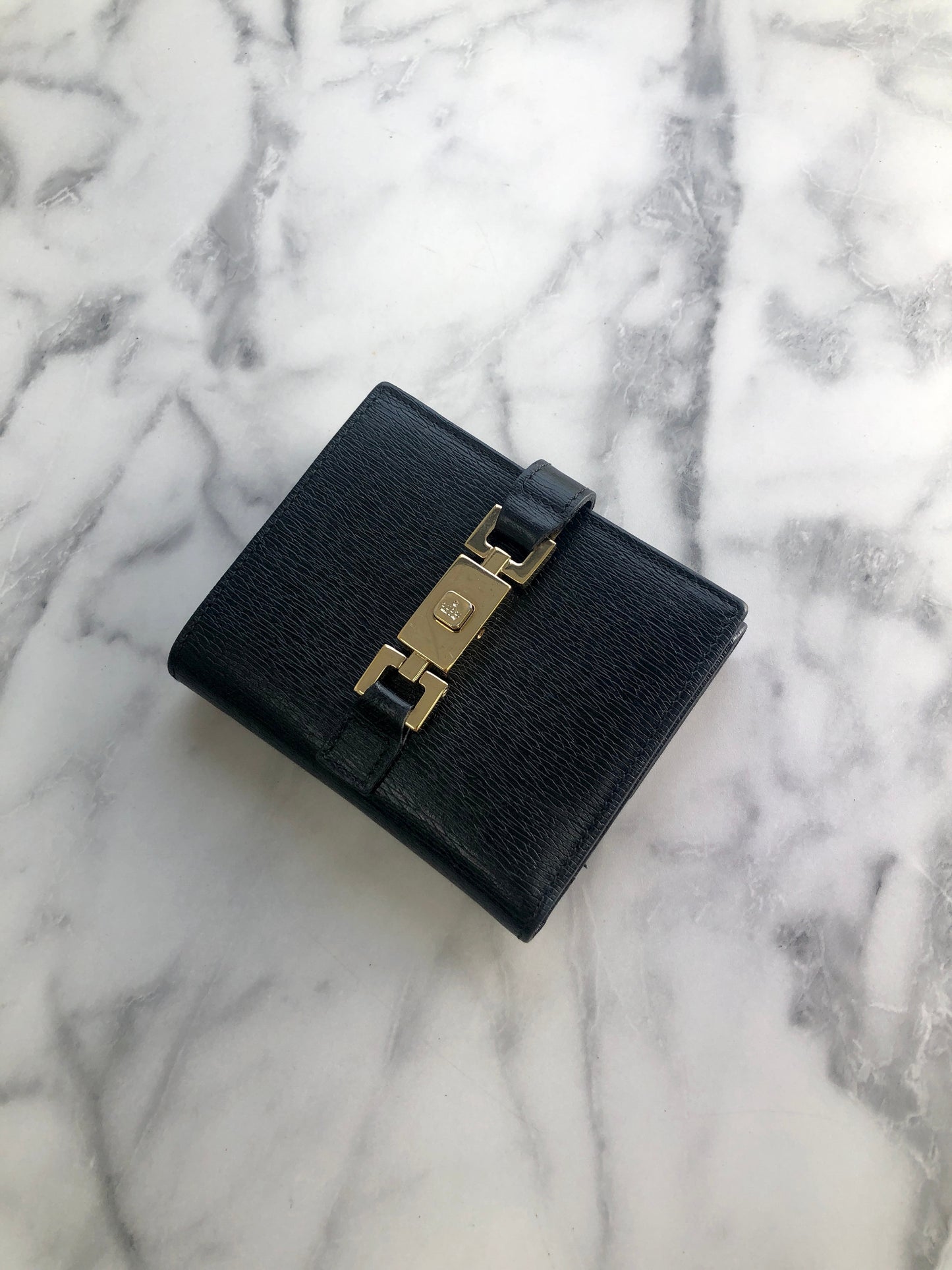 GUCCI Jackie Folded Wallet Black Vintage zawye6