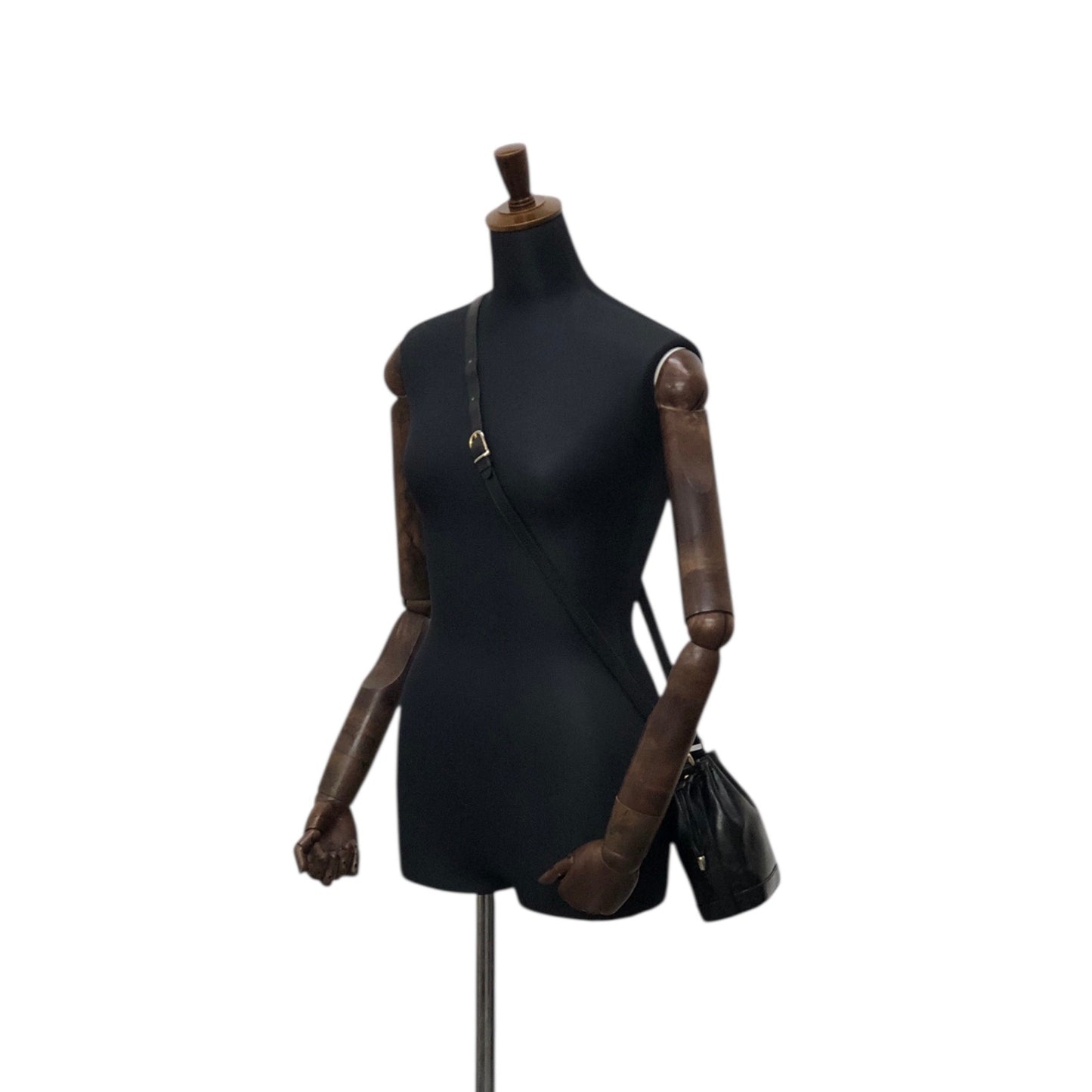 CELINE Drawstring Shoulder bag Black Vintage bp8mps