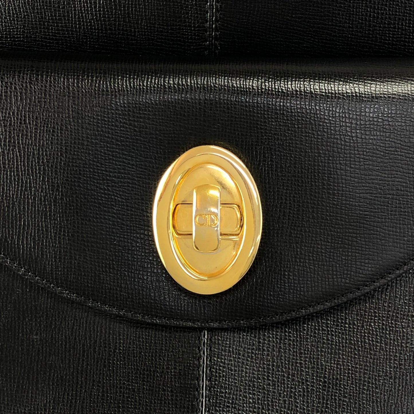Christian Dior CD Logo Turn Lock Shoulder bag Black Vintage 7ng3ku