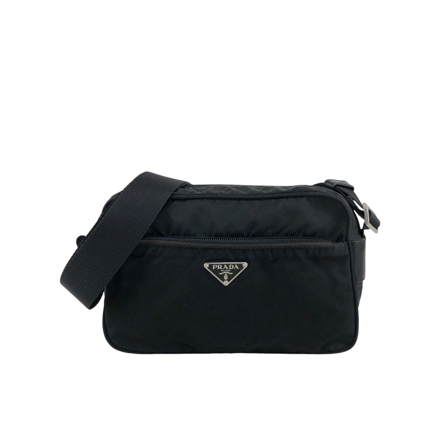 PRADA Triangle Logo Shoulder bag Black Vintage 7ep4br