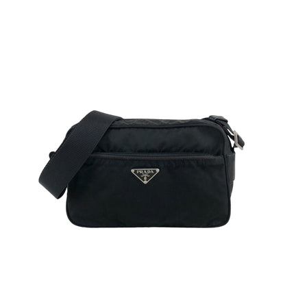 PRADA Triangle Logo Shoulder bag Black Vintage 7ep4br