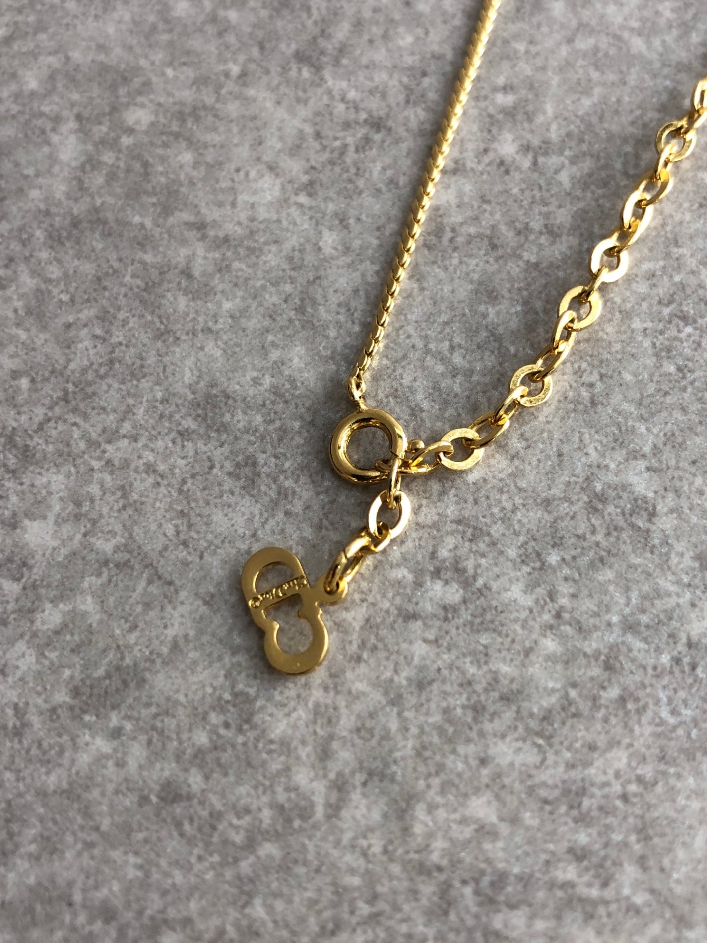 Christian Dior Logo Rhinestone Necklace Gold Vintage a2c73c