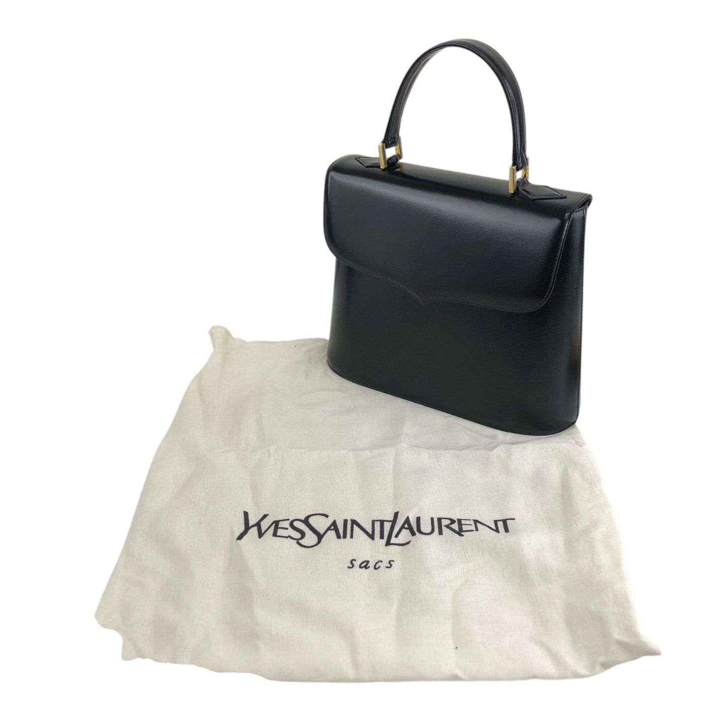 Yves Saint Laurent Top Handle Handbag Black Vintage fhj5dh