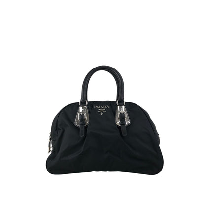 PRADA Logo Boston bag Handbag Black Vintage jipcs2
