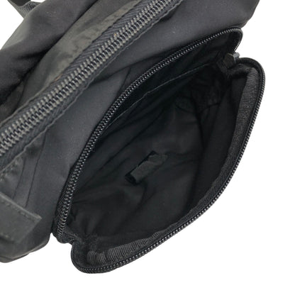 PRADA Tessuto Triangle Logo Front Buckle Shoulder bag Black Vintage kyt5ds