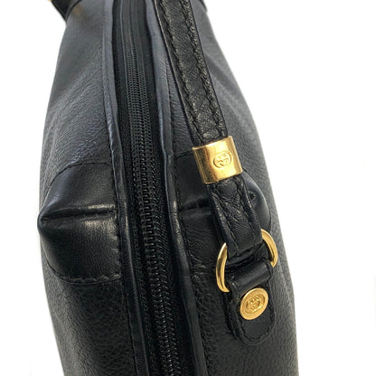 GUCCI Logo Leather Crossbody Shoulder bag Black Vintage xmntn8