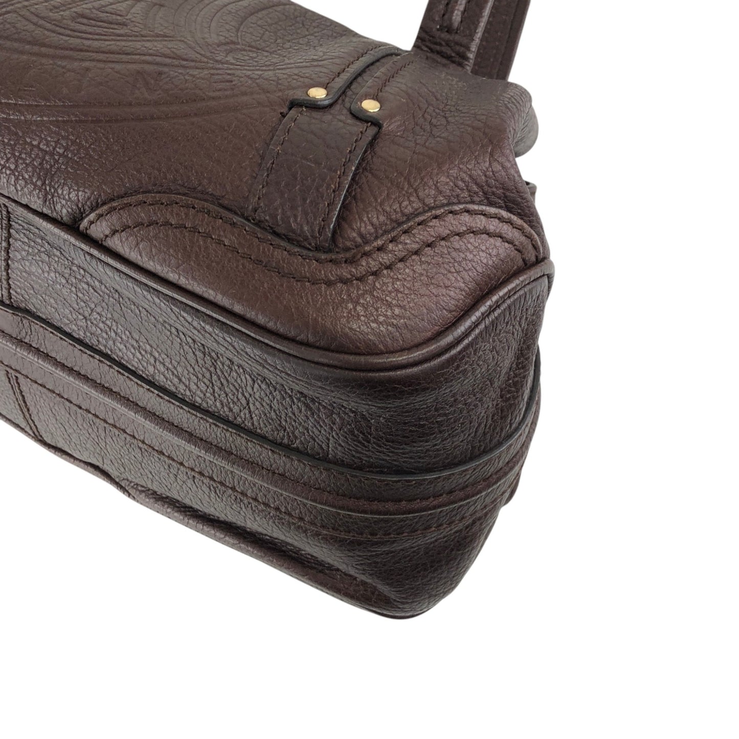 CELINE Blason Embossed Hobobag Shoulder bag Brown Vintage g5bz4k