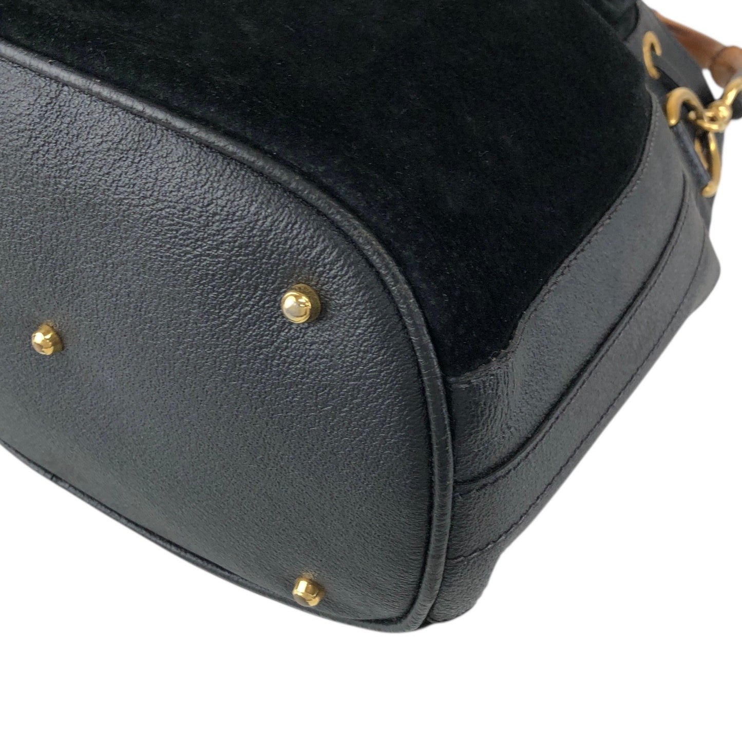GUCCI Bamboo Two-way Handbag Shoulder bag Black Vintage egseba