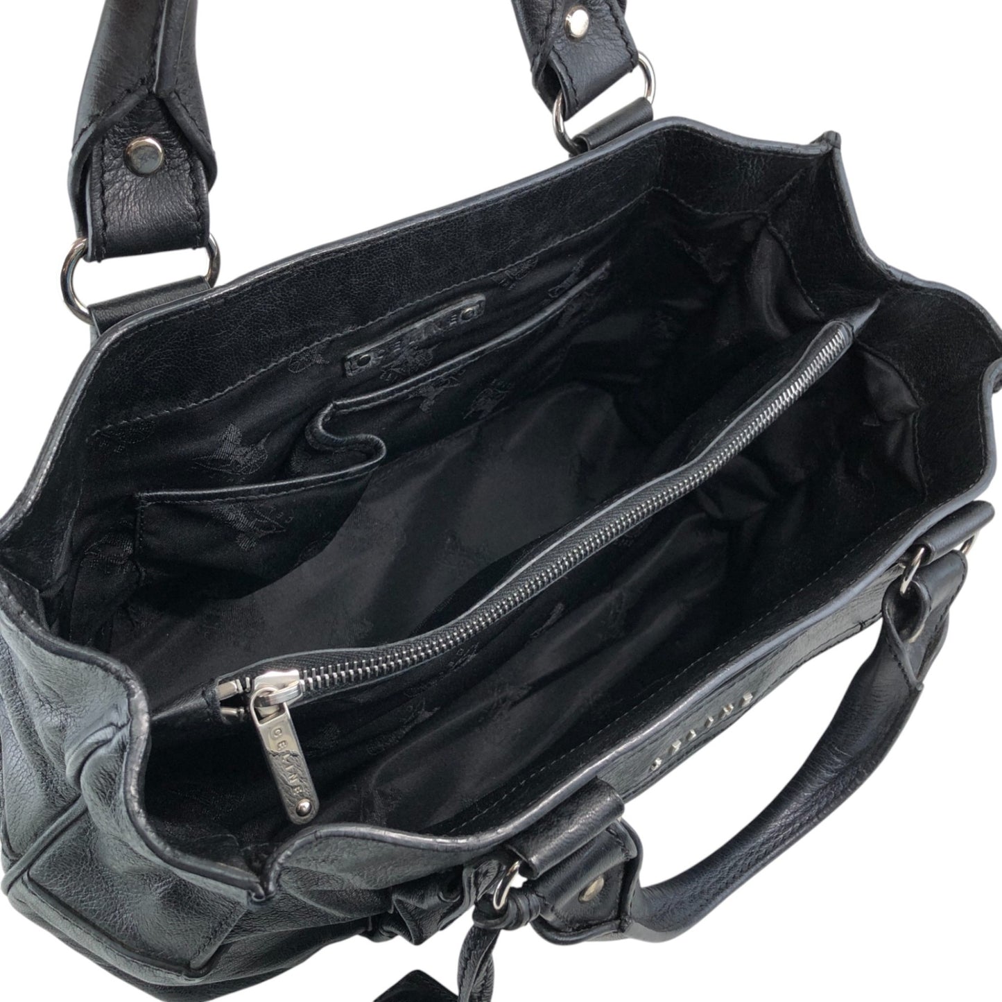 CELINE Horse Carriage Logo Handbag Black Vintage v5s4uu