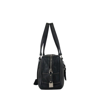PRADA Logo Embossed Small Boston bag Handbag Black Vintage wuztbm