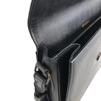 Yves Saint Laurent YSL Logo Leather Shoulder bag Black Vintage 4jenk5