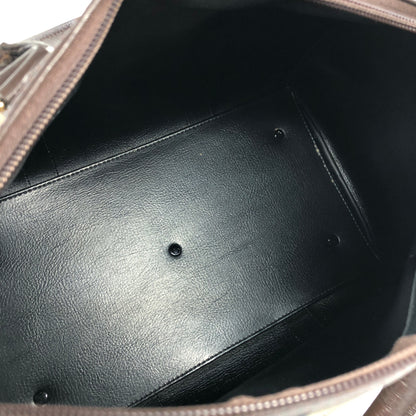 BURBERRY Classic Check Logo Canvas Leather Handbag Boston bag Brown Vintage 7nif54