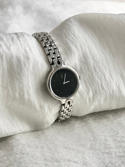Yves Saint Laurent YSL Logo Watch Silver Vintage 6nipf7