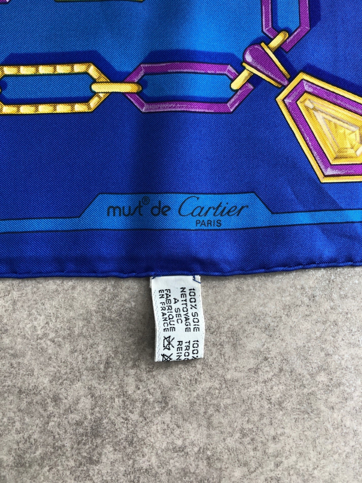 Cartier SILK Scarf Blue Vintage rit2hn