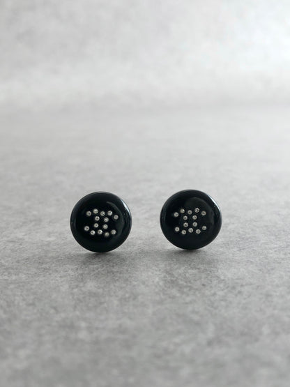 CHANEL Coco Mark Pierced Black Vintage 3rsdzf