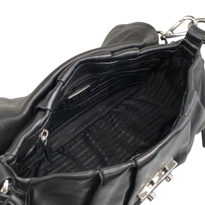 PRADA Front Buckle Handbag Black Vintage 5dmfc4