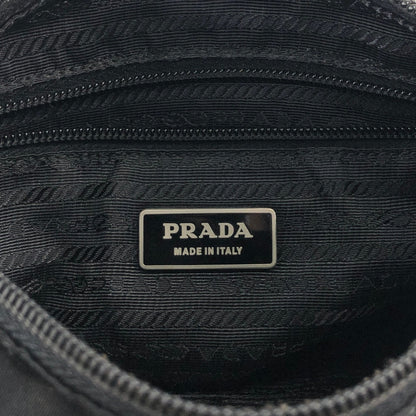 PRADA Tessuto Triangle Logo Front Buckle Side Pocket Shoulder bag Black Vintage 5whkzb