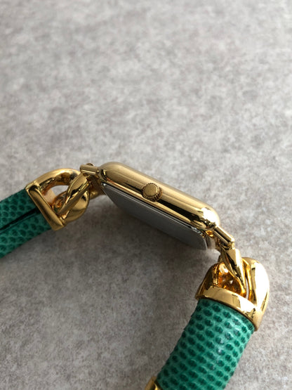 LOEWE Logo Quartz Watch Green×Gold Vintage c27tnu