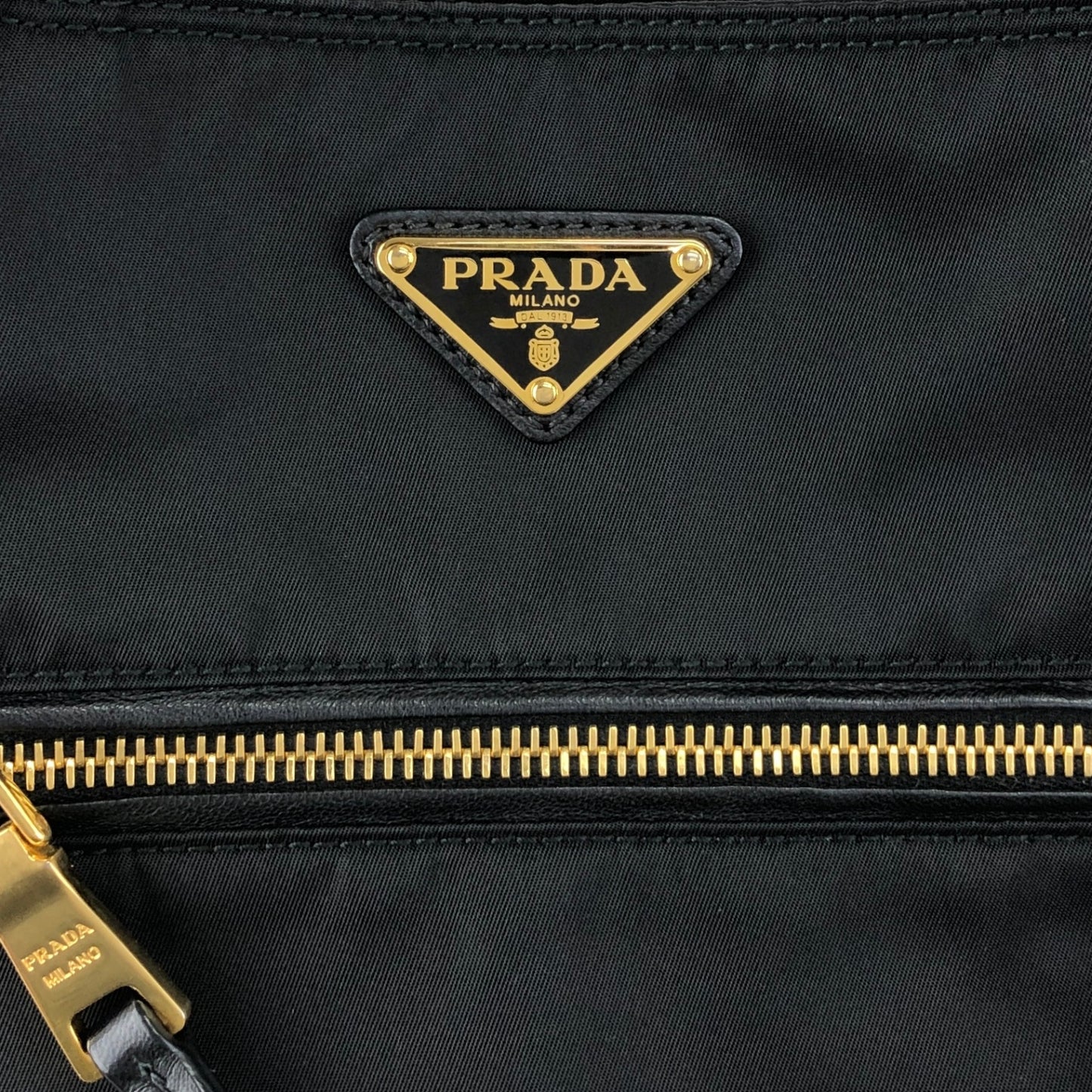 PRADA Tessuto Triangle Logo Handbag Totebag Black Vintage zahf6a
