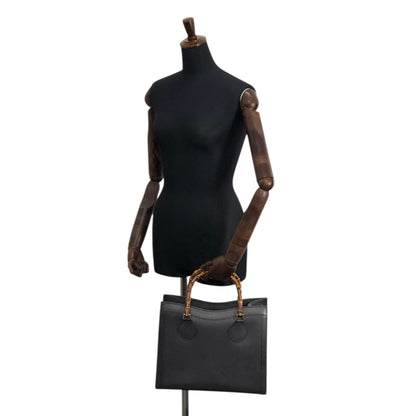 GUCCI Bamboo Handbag Black Vintage i4a8t7